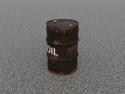 Old and rusty crude oil barrel 3D model