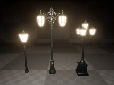 Victorian Era Street Lamps Low-poly 3D model