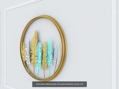 Decorative Metal stainless plants with gold G2 3D Model Collection