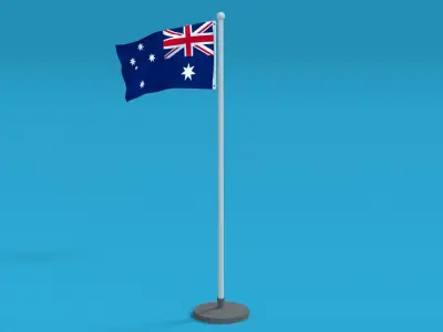 Low Poly Seamless Animated Australia Flag Low-poly 3D model