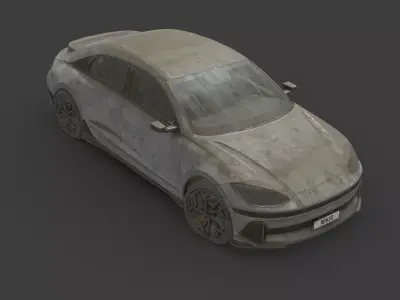044 Abandoned Car - Hyundai IONIQ 6 Low-poly 3D model