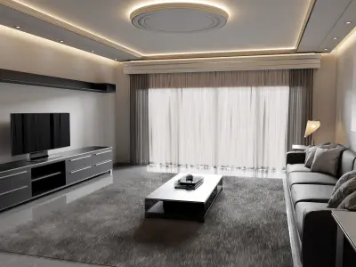 Ultramodern Living Room 3D Model 3D model