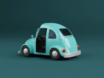 Stylized  Cartoon rigged car - Volkswagen Beetle 3D model