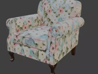 Floral Pastel Armchair 3D model