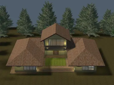 House in U shape 3D model