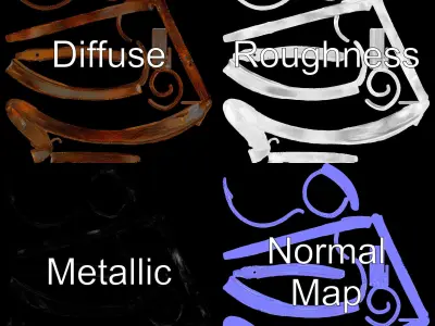 Spiral Rusted Metal Sculpture Model Pack Low-poly 3D model