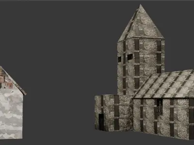 old church  Low-poly 3D model