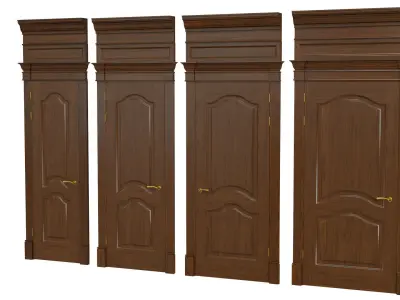 Classic wooden door 06 Low-poly 3D model