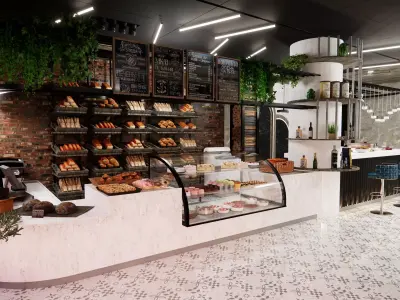Pattisserie Interior and Outdoor 3D Model 3D model