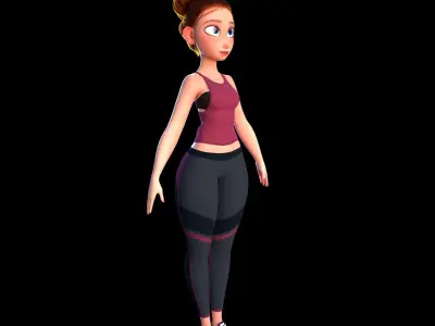 cartoon sport girl 3D model