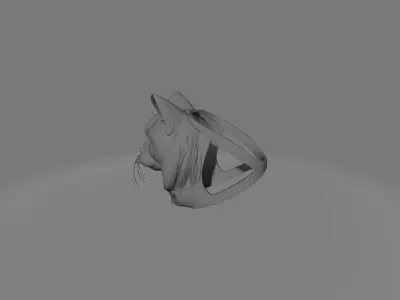 Stylized Split Cat Head   Sculpture  Mask  Ring Set 3D print model