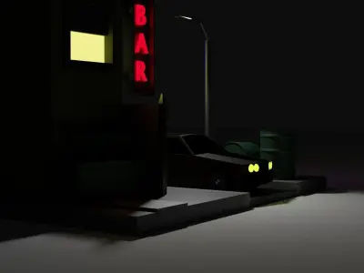 a scene in the style of the 90s Low-poly 3D model