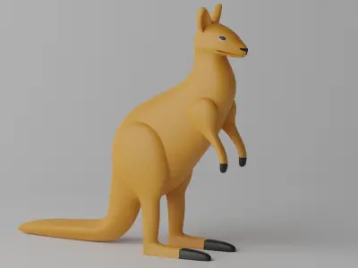 Cartoon Cute Kangaroo 1 3D model