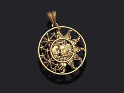 Sun and moon pendant 3D print model