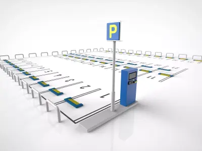 parking room with rows of chairs 3D model