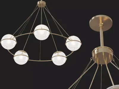 Untitled chandelier with three glass globes 3D model