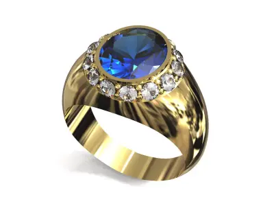 Ring Blue gem  3D print model