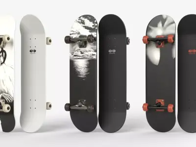 Three Realistic Skateboards 3D model