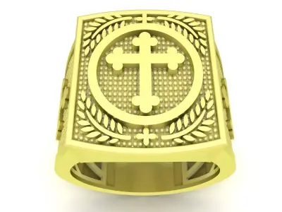 Christian Cross Gold Ring Jewelry 3D Model  3754 3D print model