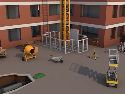 Under Construction Building Scene Low-poly 3D model