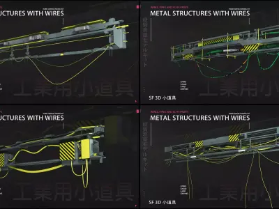 Wires  pipes and sci-fi props 3D model
