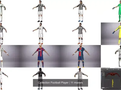 Collection Football Player 3D Model Pack