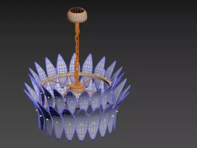 Luxury Glass Feather Chandelier Free 3D model
