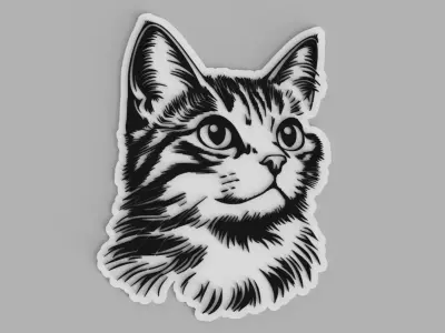 Cat Head Picture Wall Free 3D print model