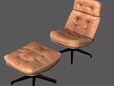 Elysium Luxe Swivel Lounge Ottoman  Low Poly Game Ready PBR  Low-poly 3D model