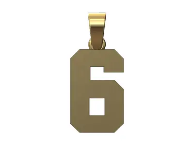 NBA font number 6 pendant charm with bail 3D print model
