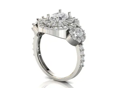 STL 3DM Print Ready Women Diamond Ring Lightweight Printable  3D print model 67