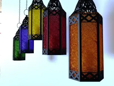 candlestick two hanging lanterns - two hanging lanterns 3D model