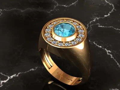 3D printable signet ring 3D print model