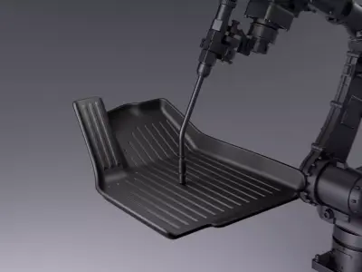 Car floor mat foot injection molding robotic arm tech scifi C4D 3D model