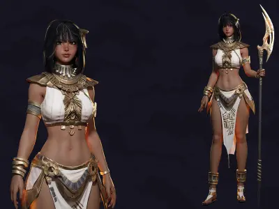 Ancient Girl Zariya - Game Ready Low-poly 3D model
