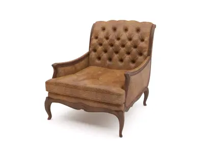 Traditional Style Leather Carved Chair 3d Model 3D model