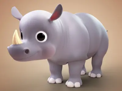 Rhino Cartoon Rigged 3D model