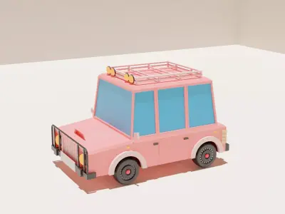 low poly car rig 3D model