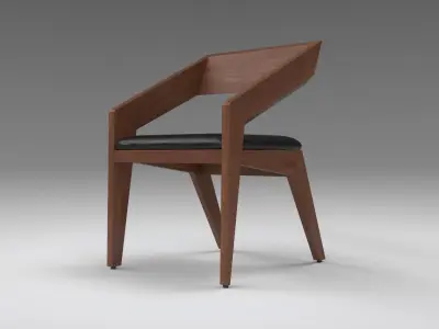 Brenton Dining Chair walnut stain finish Low-poly 3D model