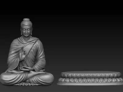 Buddha Abhaya Mudra Low-poly 3D model