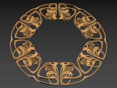 Art Nouveau circle frame 3D print model
