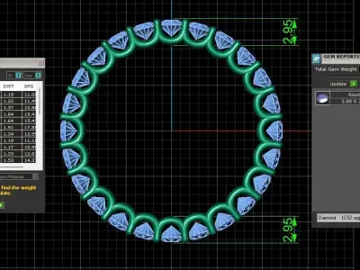 U Shaped Eternity Ring 2 point 8 mm stone size swiss 19 and EU59 3D print model