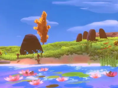 Stylized Water Lily Free low-poly 3D model