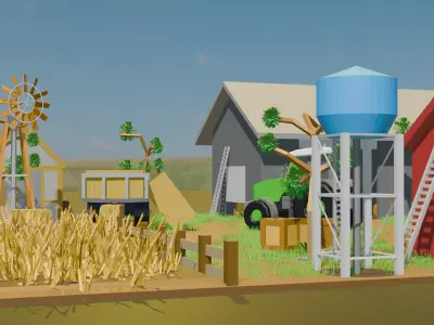 A Small Farm Free low-poly 3D model