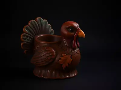 Thanksgiving Turkey Mug Planter 3D Printed Turkey Cup 3D print model