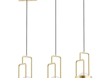 dighton-ch three gold pendant lights hanging 3D model