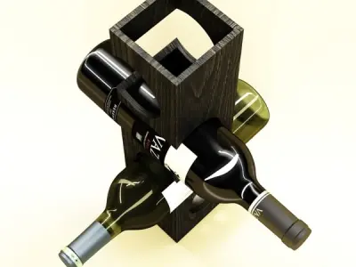 Wine Rack 6 and 2 Wine Bottles 3D model