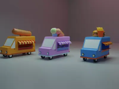 Food Cars Low-poly 3D model