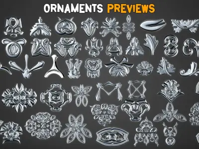 150 Ornamental Brush and  IMM    Vol 41 Low-poly 3D model