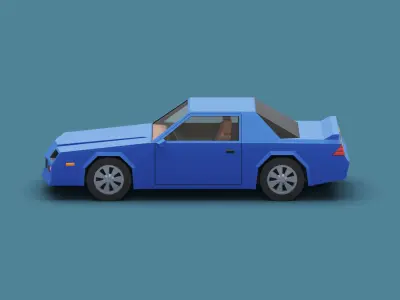 Stylized Cartoon Coupe Car 80s   Low-poly 3D model